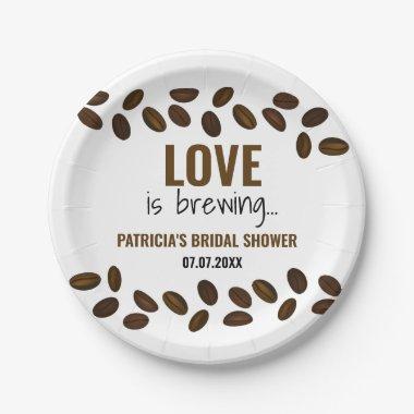 Love Is Brewing Coffee Themed Bridal Shower Paper Plates