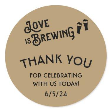 Love is Brewing Couples Bridal Shower Favors Classic Round Sticker