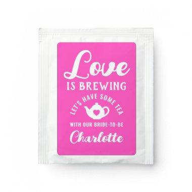 Love Is Brewing Custom Name Pink  Tea Bag Drink Mix