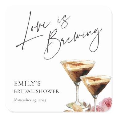 Love is Brewing Elegant  Square Sticker