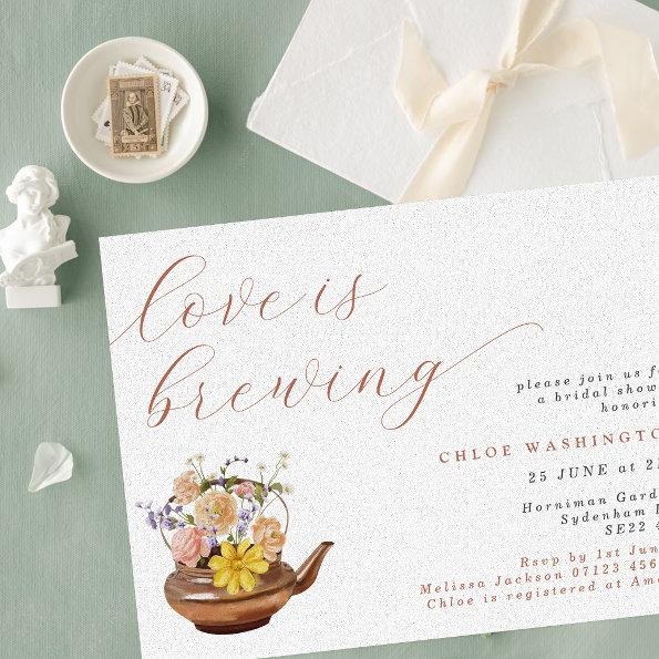 Love is Brewing Flowers in Teapot