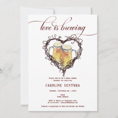 Love is Brewing Gothic Heart Beer Bridal Shower Invitations