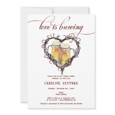 Love is Brewing Gothic Heart Beer Bridal Shower Invitations