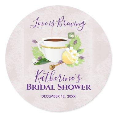 Love Is Brewing Herbal Tea | Bridal Shower Classic Round Sticker