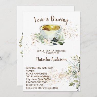Love is Brewing Herbal Tea Bridal Shower Invitations