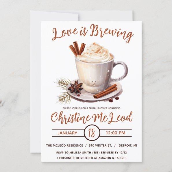Love is Brewing, Hot Cocoa, Coffee, Bridal Shower Invitations