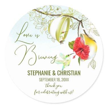 Love Is Brewing Hummingbird Teacup Classic Round Sticker