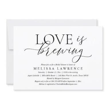 Love is Brewing Modern Elegant Bridal Shower Party Invitations