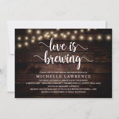 Love is brewing, Rustic Bridal Shower Party Invitations