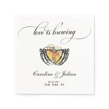 Love is Brewing Skeleton Hands Beer Couple Shower Napkins