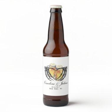 Love is Brewing Skeleton Hands Beer Wedding Shower Beer Bottle Label