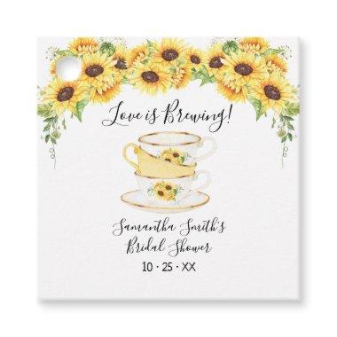 Love is brewing sunflowers tea bridal shower favor tags