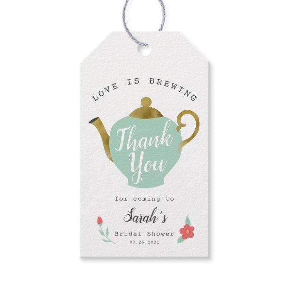 Love Is Brewing Tea Party Bridal Shower Favor Tag