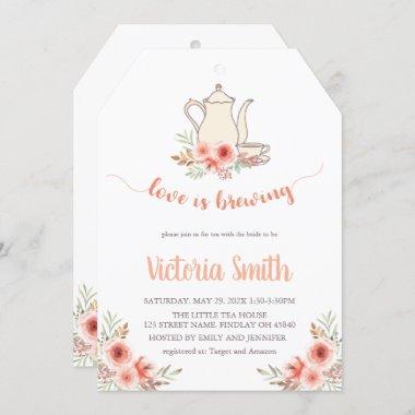 Love is Brewing Tea Party Bridal Shower Invitations
