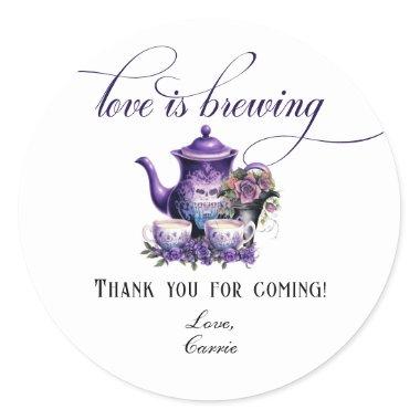 Love is Brewing Tea Party Gothic Bridal Shower Classic Round Sticker