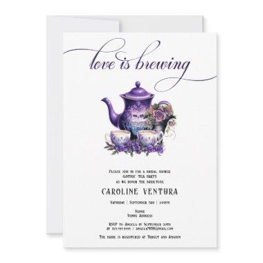 Love is Brewing Tea Party Gothic Bridal Shower Invitations