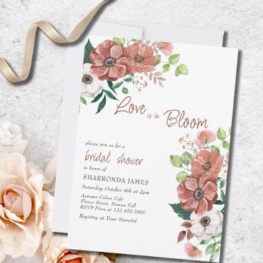 Love is in Bloom Autumn Flowers Bridal Shower Invitations