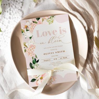 Love is in bloom blush floral bridal shower Invitations