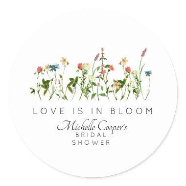 Love is in Bloom Bridal Shower Classic Round Sticker
