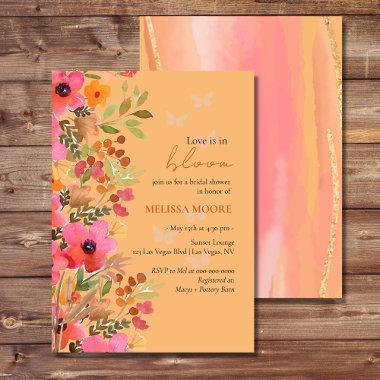 Love Is In Bloom Bridal Shower Pinks Peach Florals Invitations