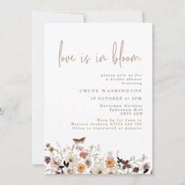Love is in Bloom Fall Wildflowers Bridal Shower Invitations