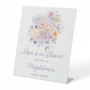 Love is in Bloom Floral  Welcome Pedestal Sign