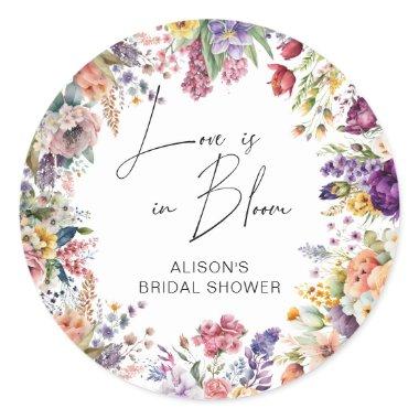 Love Is In Bloom Garden Flower Bridal Shower Classic Round Sticker