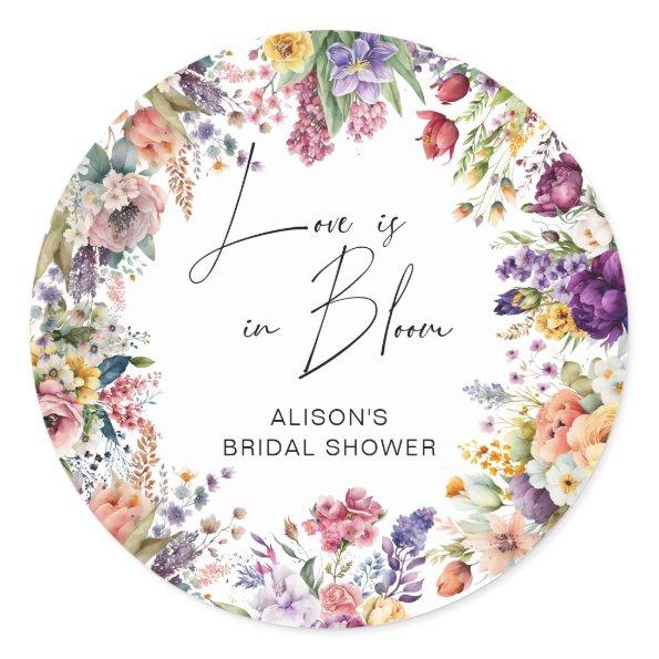 Love Is In Bloom Garden Flower Bridal Shower Classic Round Sticker