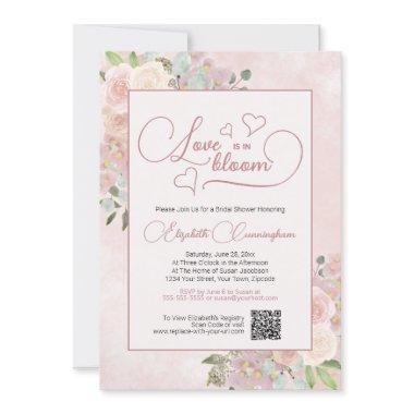 Love is in Bloom Pink Floral  QR Code