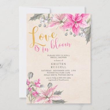 Love is in Bloom Poinsettia Winter Bridal Shower Invitations