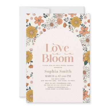 Love is in Bloom Retro Floral Arch Bridal Show Invitations