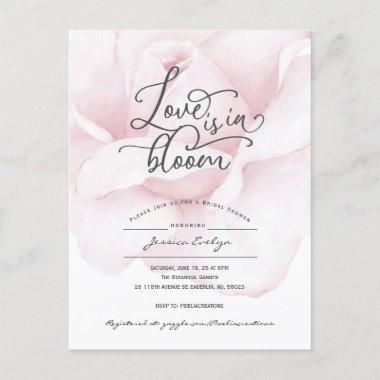 Love is in bloom, simple modern bridal shower invitation postInvitations