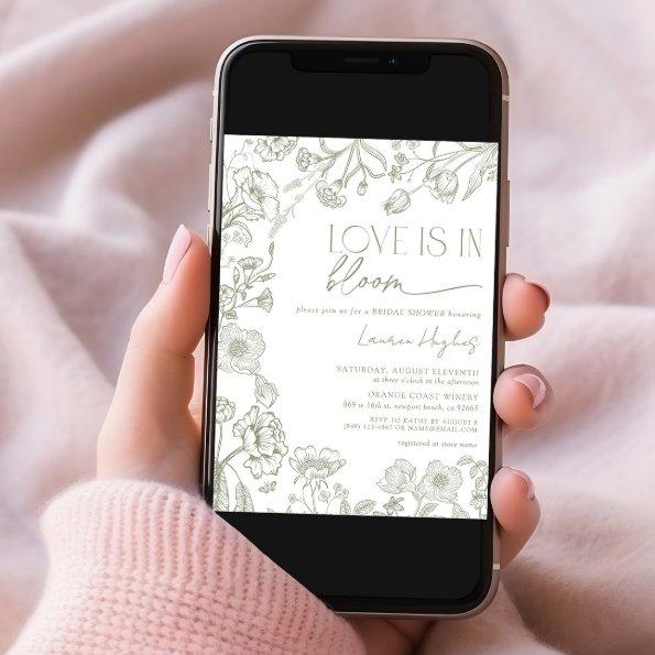 Love is in Bloom Vintage Sage Green Floral Shower