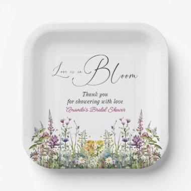 Love is in Bloom Wildflower Floral Bridal Shower Paper Plates