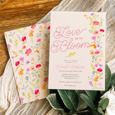 Love is in bloom wildflowers floral bridal shower Invitations