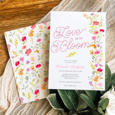 Love is in bloom wildflowers floral bridal shower Invitations