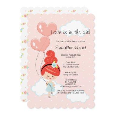 Love Is In the Air Bridal Shower Redhead Cloud 9 Invitations