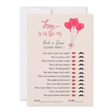 Love is in the Air Guess Who Shower game