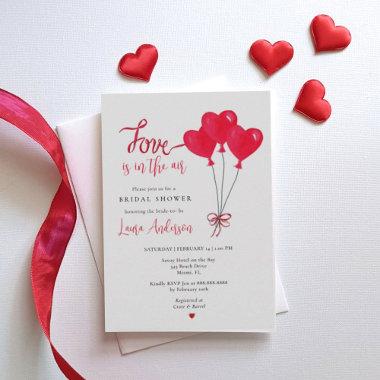 Love is in the Air Heart Balloons Bridal Shower Invitations