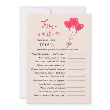 Love is in the Air Heart TRIVIA Shower games Invitations