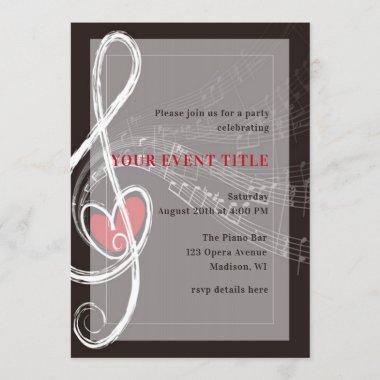Love is in the Air Music-Themed Party Invitations