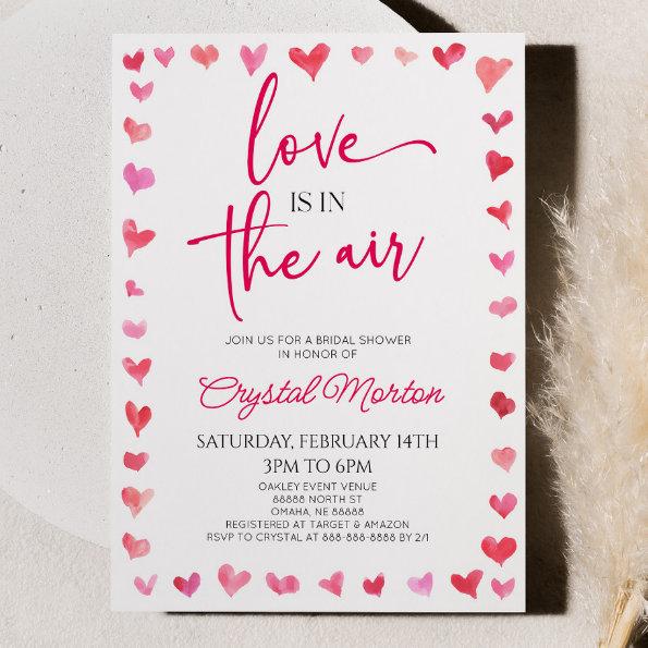 Love Is In The Air Red Pink Hearts Bridal Shower Invitations