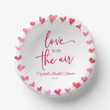 Love Is In The Air Red Pink Hearts Bridal Shower Paper Bowls