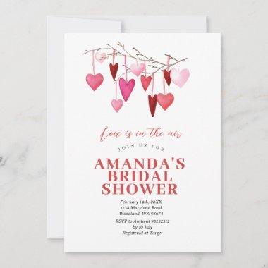 Love is in the air Valentine Bridal Shower Invitations
