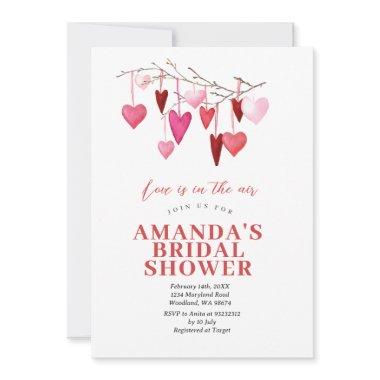 Love is in the air Valentine Bridal Shower Invitations