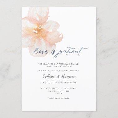 Love is Patient Change the Date Flower Invitations