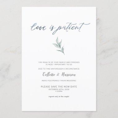 Love is Patient Change the Date Watercolor Vine Invitations