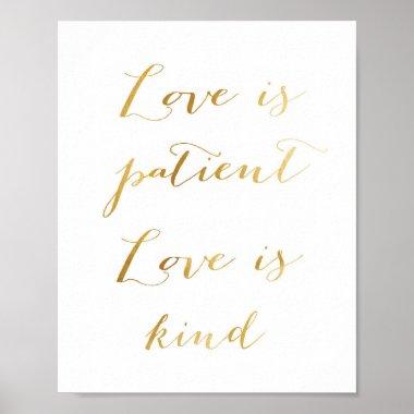 Love is Patient, Love is Kind - gold Poster