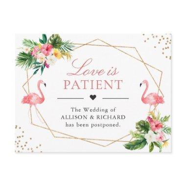 Love is Patient Tropical Flamingo Wedding New Date PostInvitations