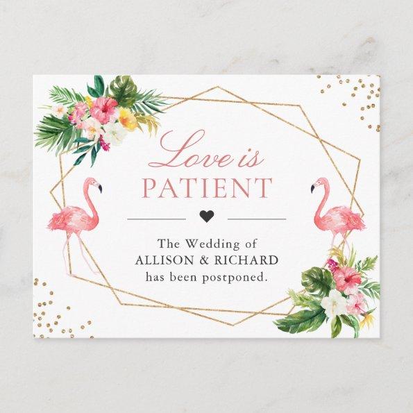 Love is Patient Tropical Flamingo Wedding New Date PostInvitations